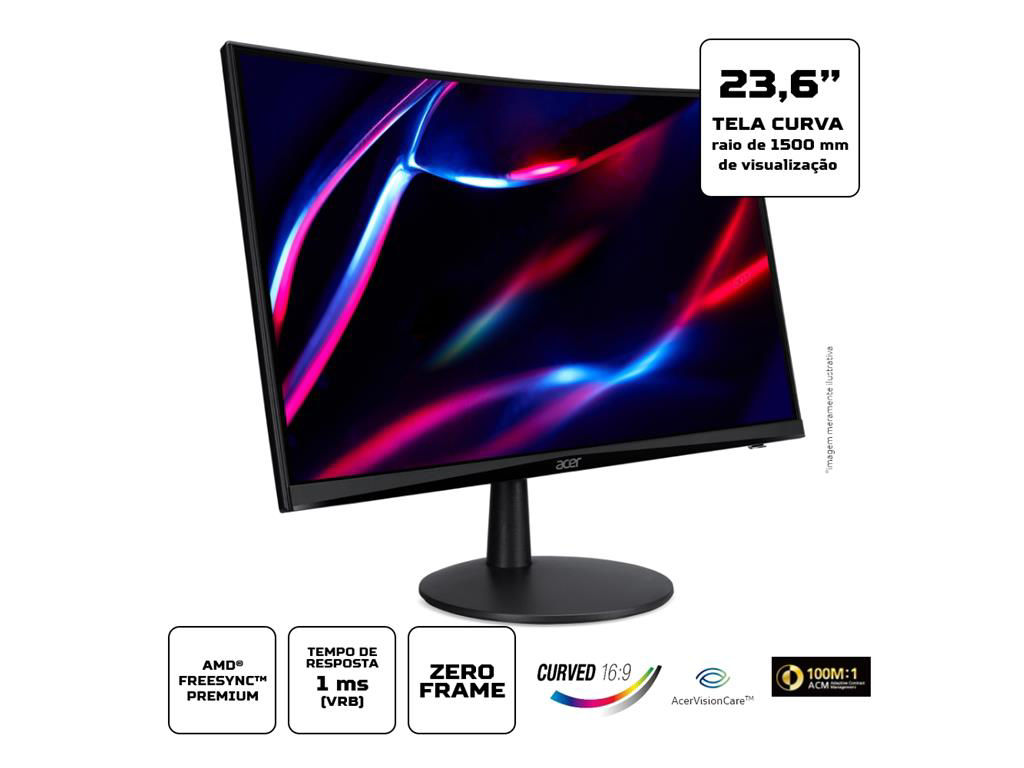 Monitor Acer Led Full Hd Ed Q Bi Hz Ms Freesync Curvo Um