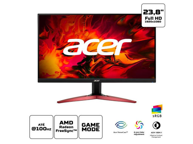 imagem de Monitor Acer 23,8" Kg241y Ebii Nitro Led/Ips Full Hd 100hz 1ms Hdmi Usb Vga Freesync Vesa Zero Frame - Um.Qx1aa.E02