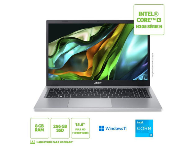 imagem de Notebook Acer Aspire 3 A315-510p-34xc Intel I3n305 8gb Ssd 256gb Tela 15,6 Fhd Windows 11 Home 64 Bits