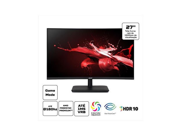 imagem de Monitor Acer 27" Led/Va Full Hd 180hz 1ms Hdmi Usb Displayport Vesa Curvo Ed270r S3biii Nitro - Um.He0aa.303